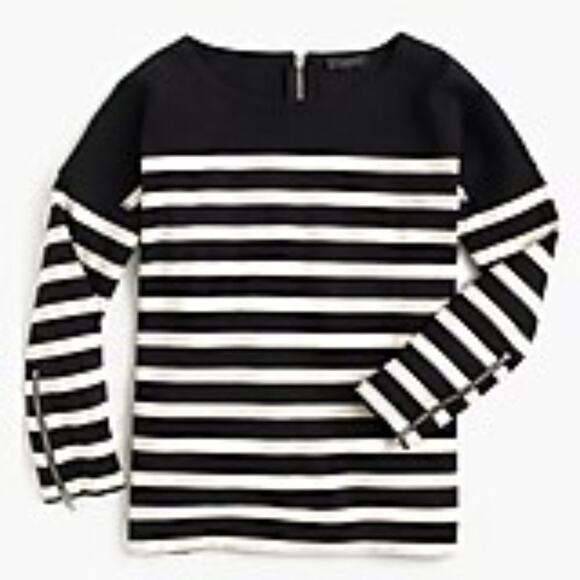 J.Crew Stripe Pointe Sweatshirt Black White XXS - Picture 1 of 12